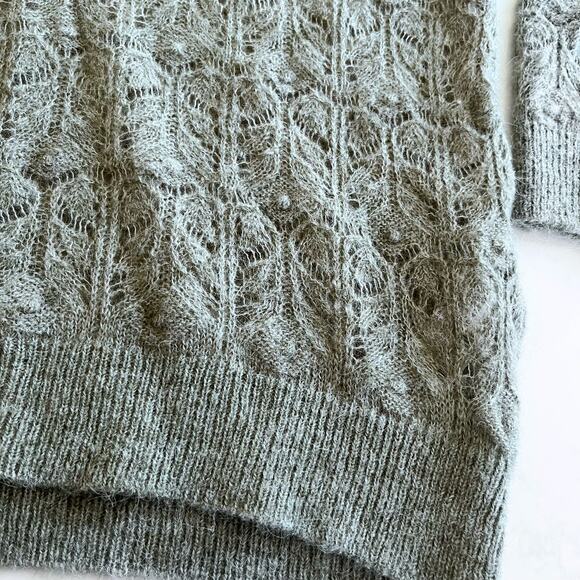 ZARA POINTELLE OPEN KNIT SWEATER Oversized Green Marl XS/S. NWT - Picture 8 of 11